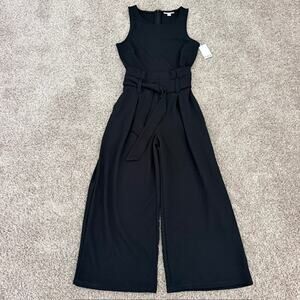 Bar III Petite Sleeveless Crewneck Tie Waist Jumpsuit Women's Small Wide Leg NWT